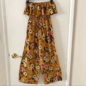 smocked floral jumpsuit